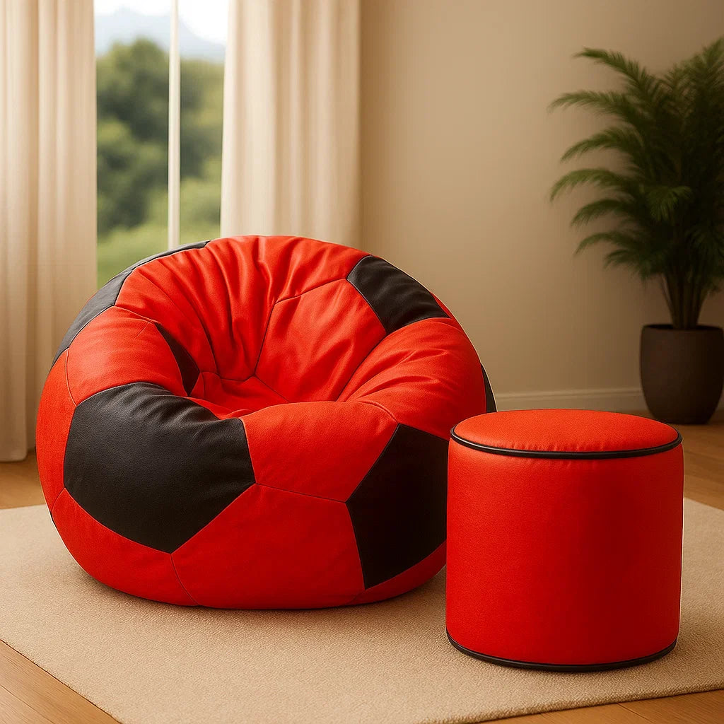 Set of Football Bean Bag with Stool