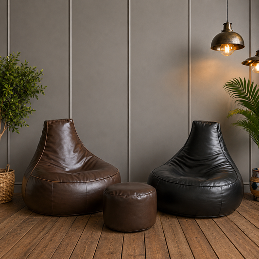 Elite Gaming Leather Bean-Bag Sofa with Stool
