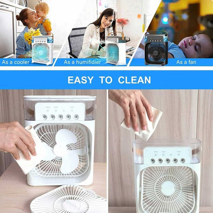 Mini Air Conditioner Fan Premium 3 In 1 Desk Cooling Fan Spray | Free Power Bank