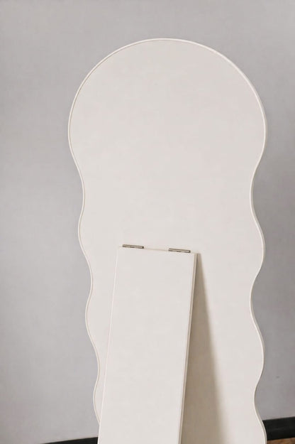 6x2 Ft Off-White Full Length Mirror with Stand | Modern Wavy Design